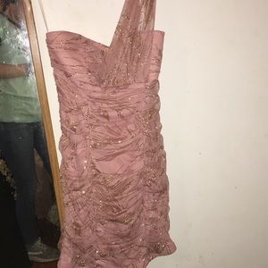 Pink with gold Accents mini skintight dress